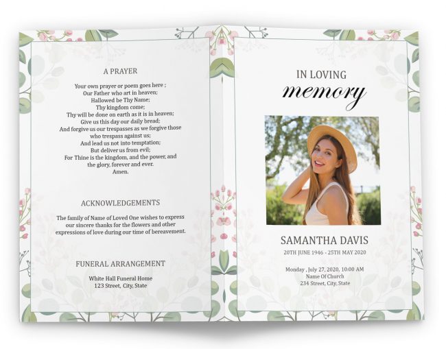 Funeral Booklet Template elegant design