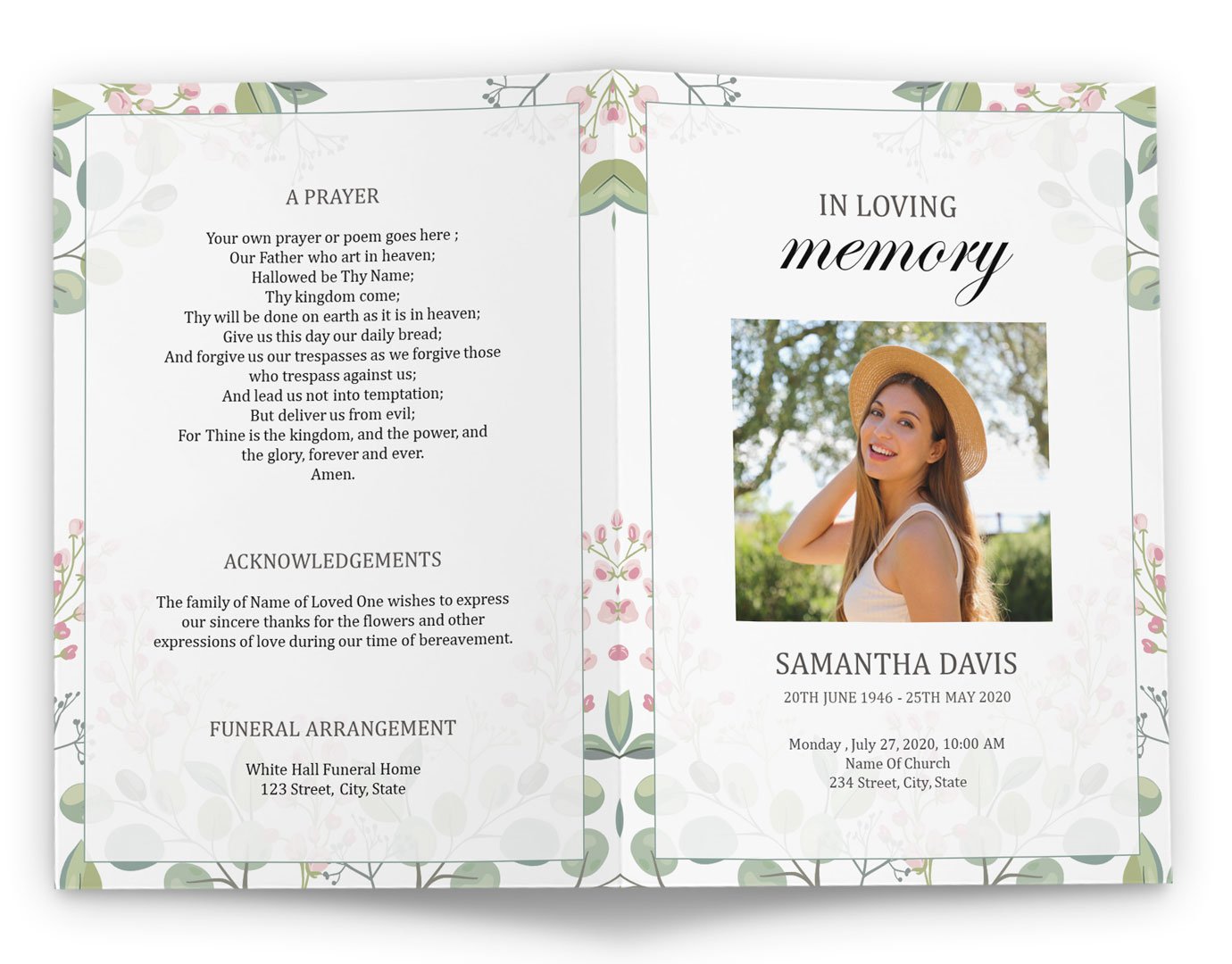 Funeral Booklet Template With Elegant Design Instant Download