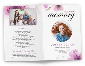 Funeral service program template violet shades