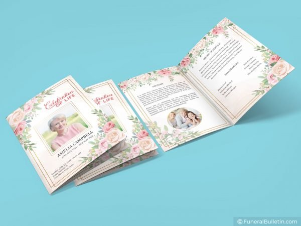 Celebration Of Life Program Template With Roses Design - Download Now!