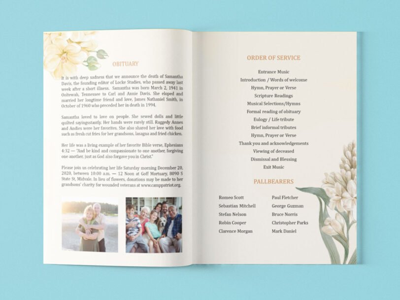 funeral brochure template word