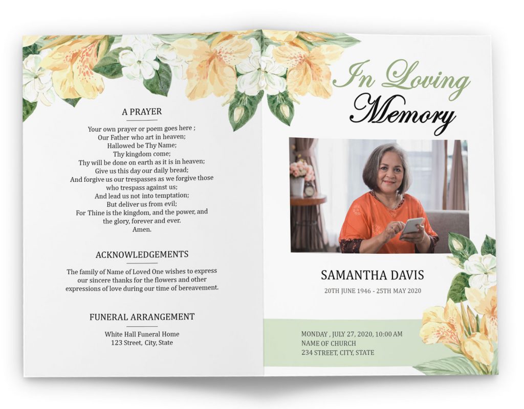 obituary program template mother pamphlets