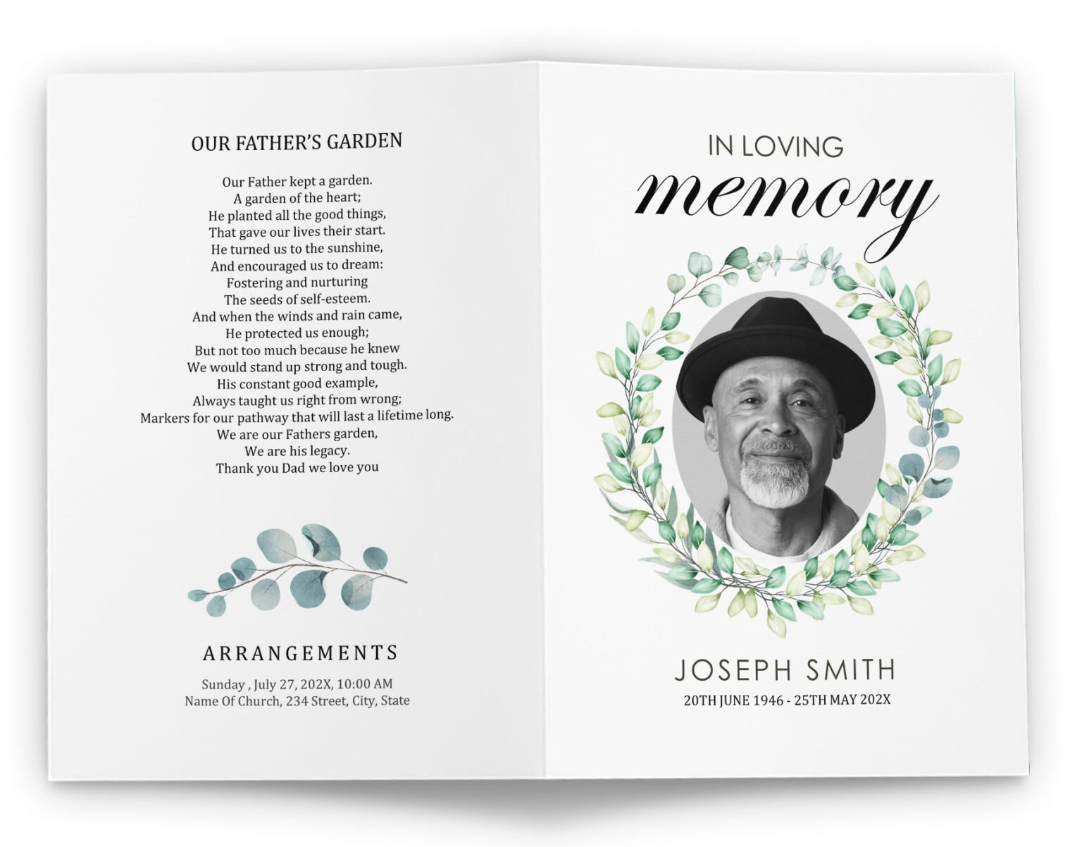 Printable Catholic Funeral Mass Program Template