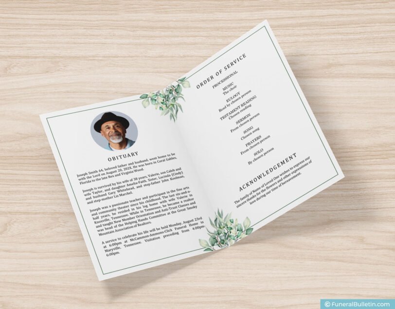 printable blank funeral program template