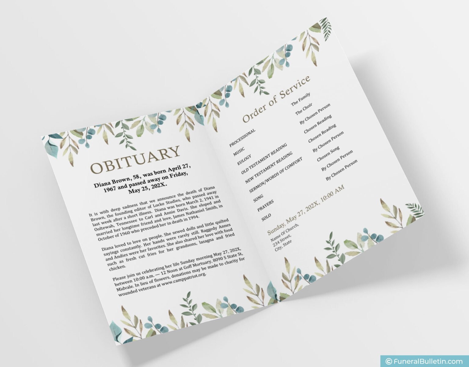 Printable Catholic Funeral Mass Program Template 3693