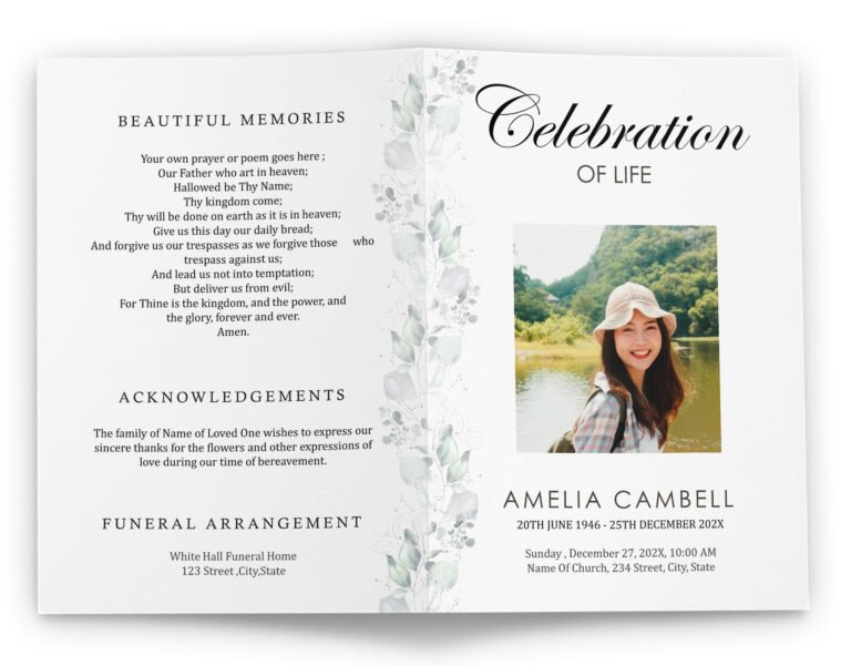 Bi-fold Funeral Program Template For Microsoft Word And PowerPoint