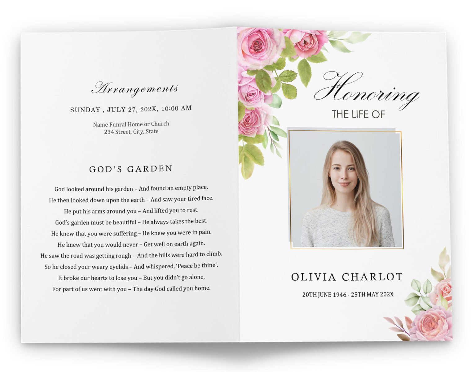 New Funeral Brochure Template For A Custom Funeral Program