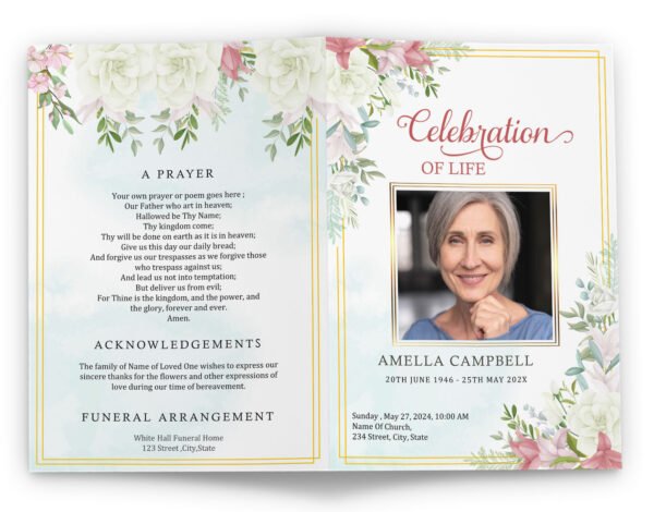 Funeral Program Design Done For You Template - Download, Edit, & Print!