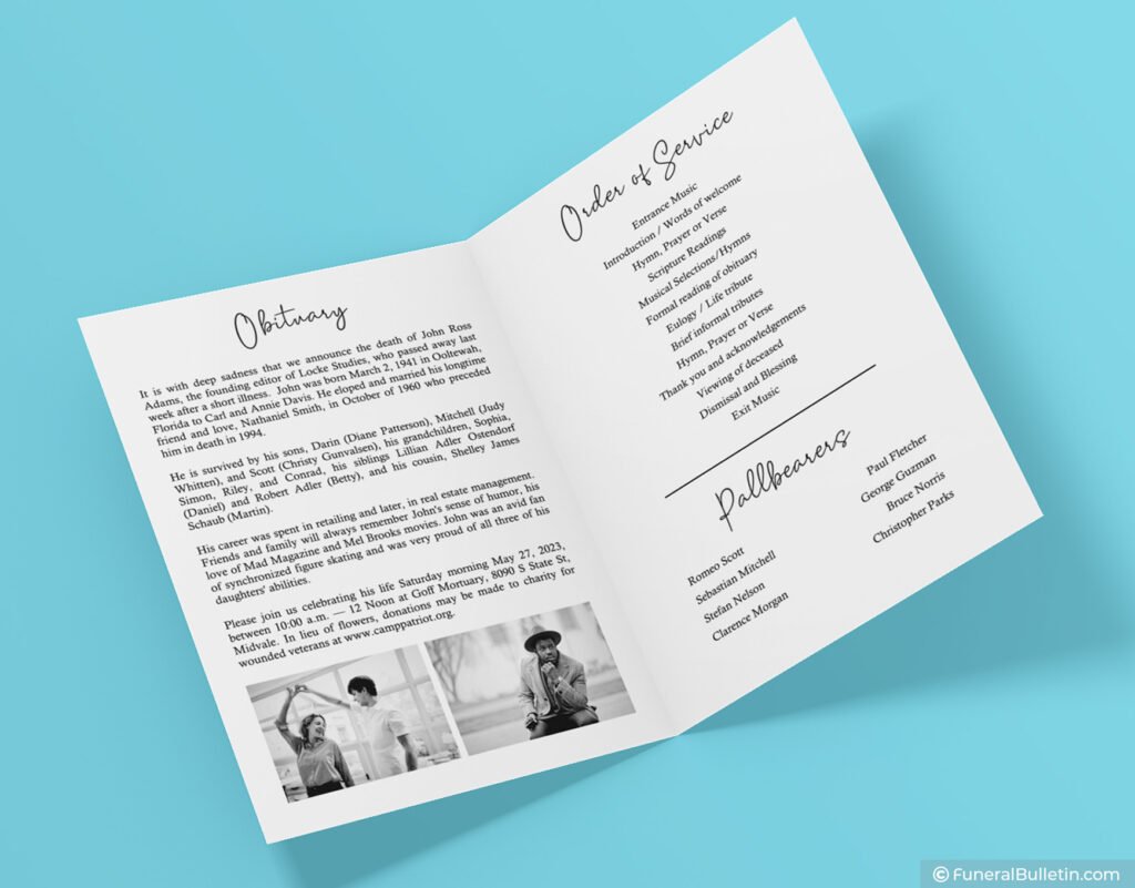 Printable Program For Funeral Service - Download Now!