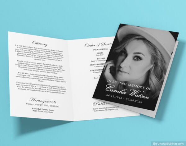Funeral Service Bulletin Template Bi Fold Funeral Brochure