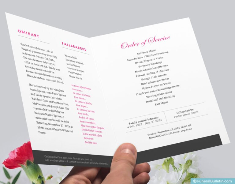 Funeral Bulletin Modern Funeral Program Template Download