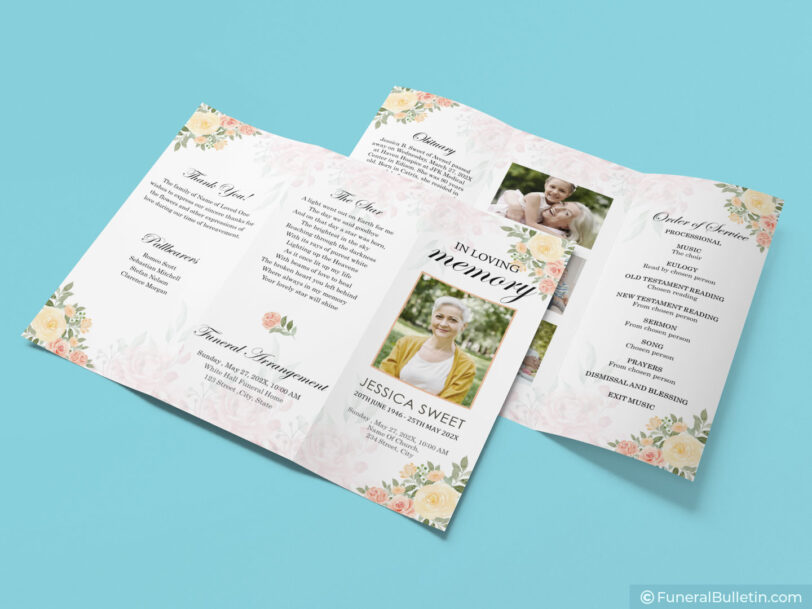 tri fold funeral program brochure template