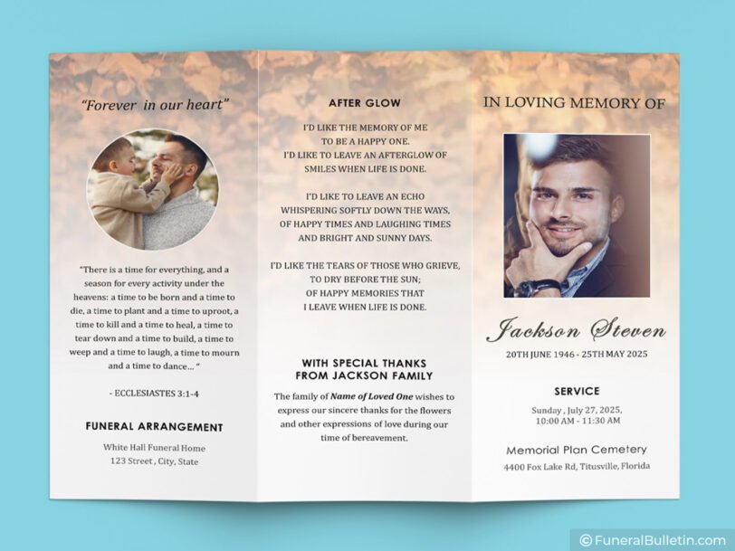 Tri fold funeral flyer printable DIY template