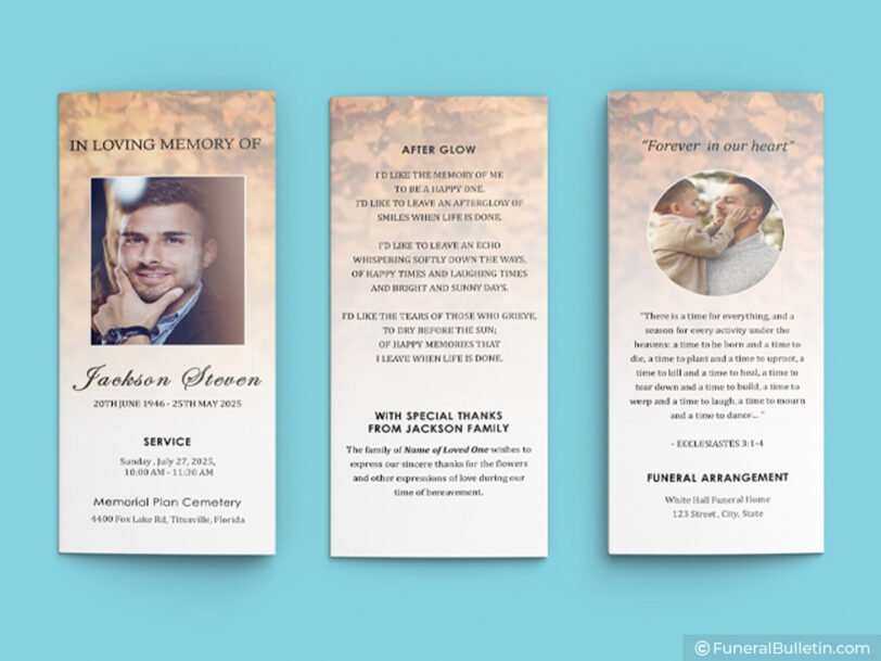 Z fold funeral flyer template