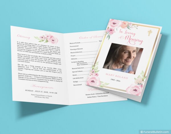 Folded Program For Funeral Service - DIY Funeral Brochure