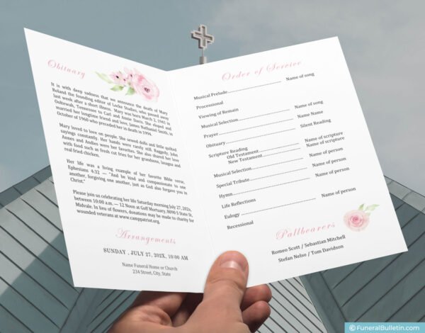Folded Program For Funeral Service - DIY Funeral Brochure