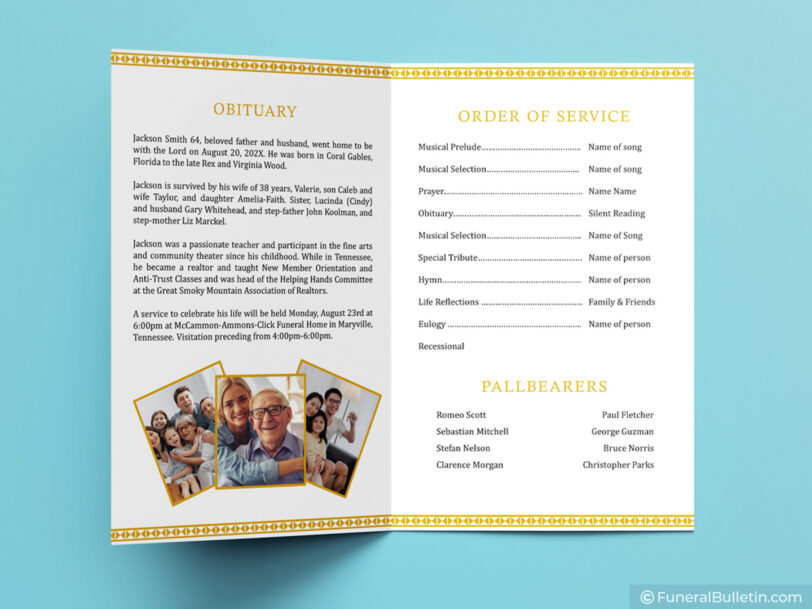 funeral service bi fold booklet for Word