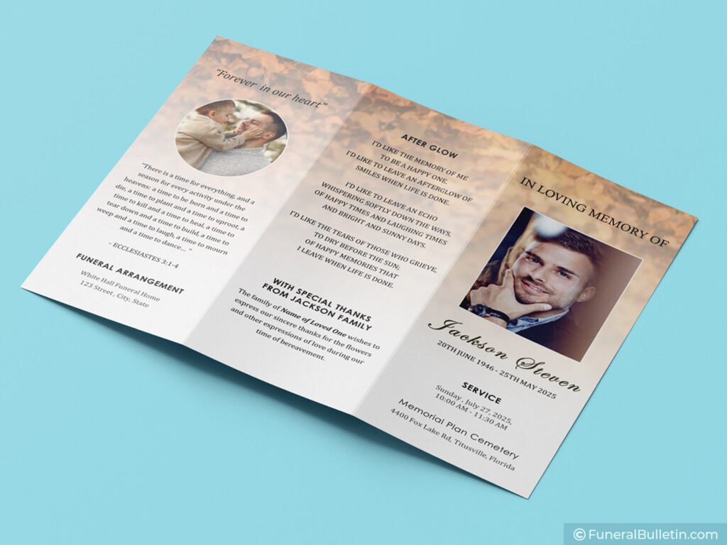 Tri-fold Funeral Flyer Template - Download DIY Funeral Flyer