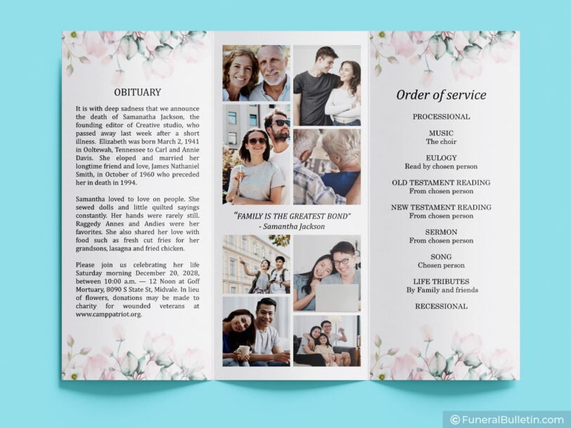 trifold funeral service bulletin word powerpoint