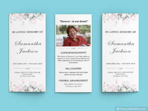 trifold funeral service program flyer template