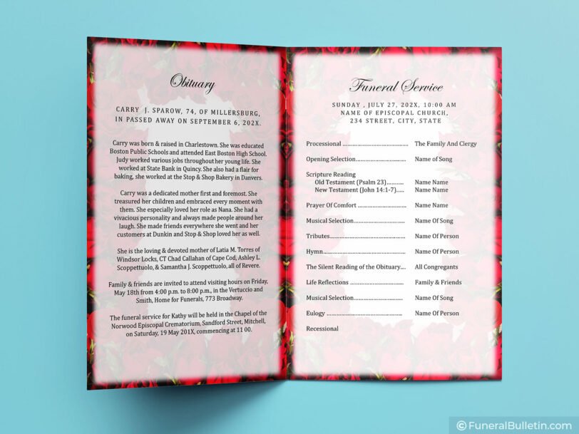 bifold funeral program