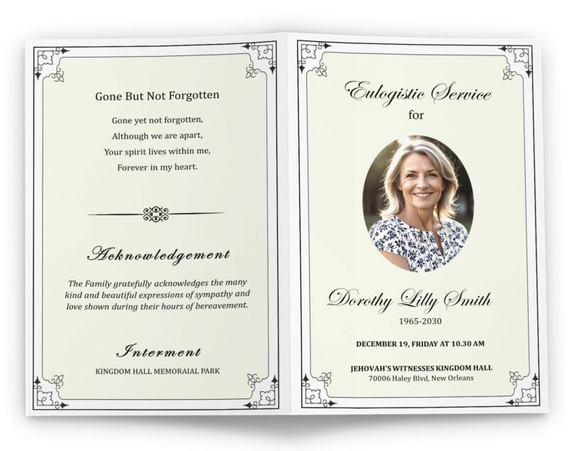 DIY jehovah witness funeral program template