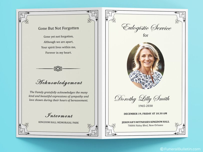 Jehovah Witness funeral program template