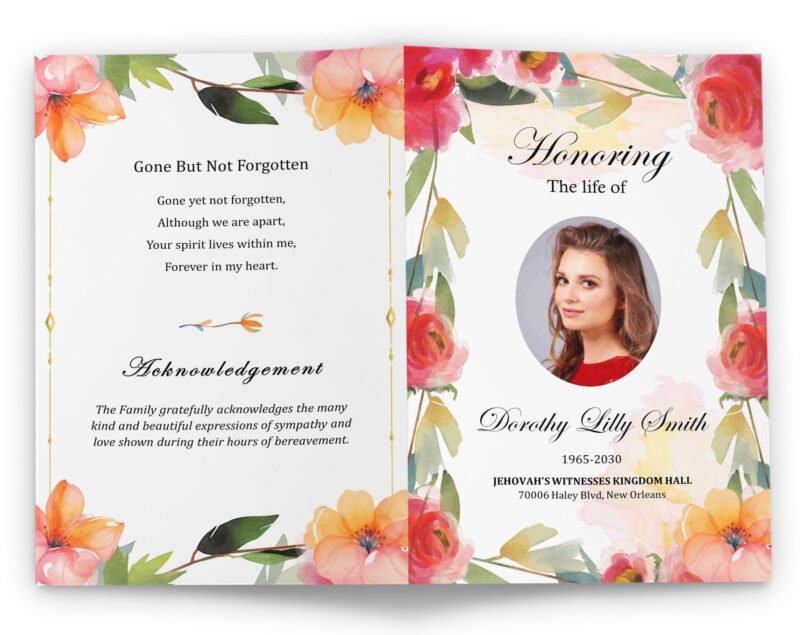 word funeral program template printable