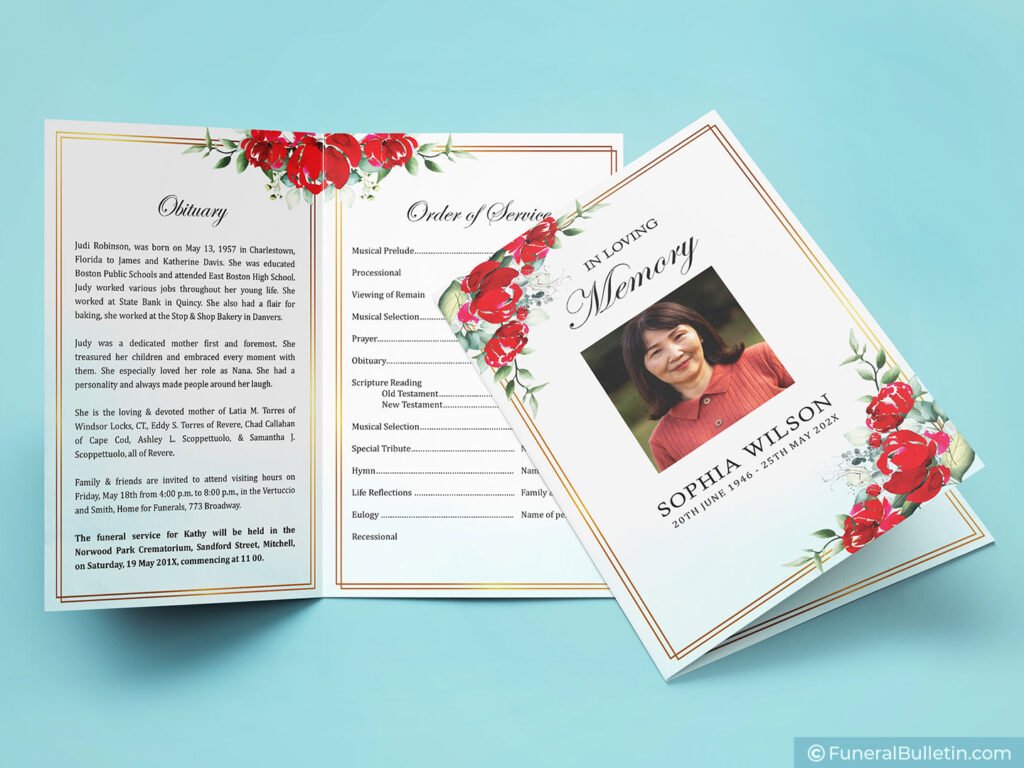8 Page Funeral Program Template | DIY Memorial Service Booklet